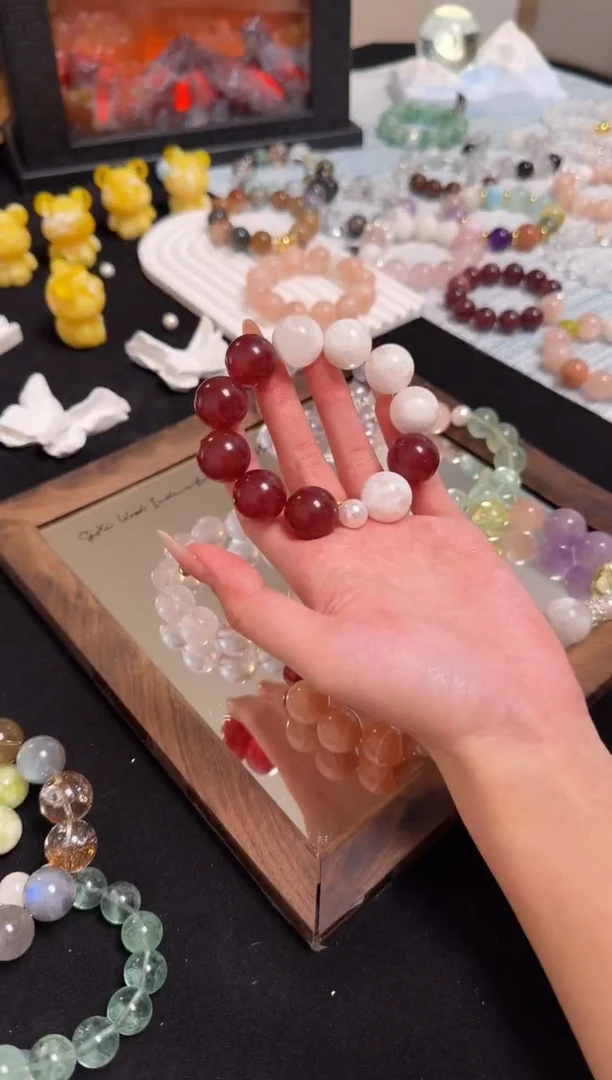 未镶嵌手串水晶雪花幽灵草莓晶