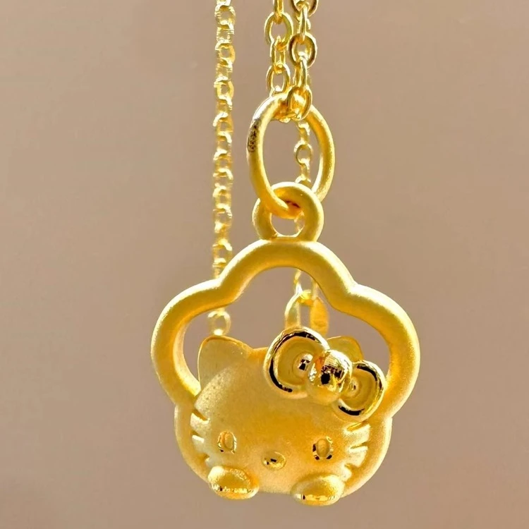 足金999桃花花环凯蒂猫送女友520礼物