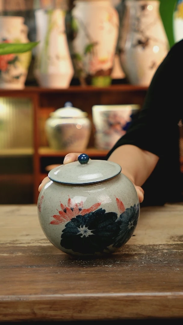 摆件 景德镇纯手工釉下彩精品花瓶