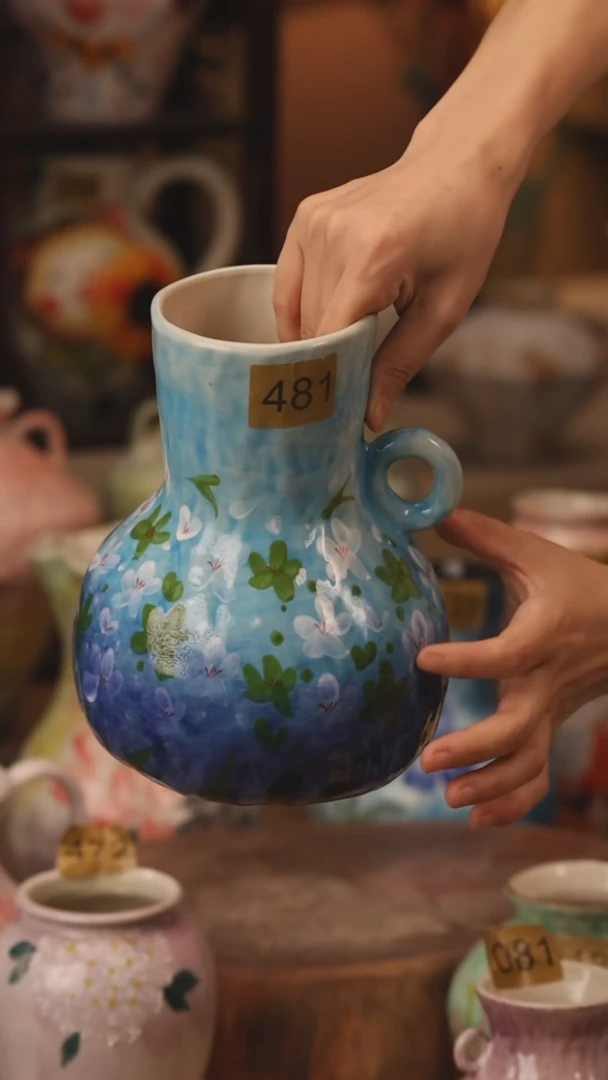 陶瓷481景德镇设计师手作花器摆件侘寂风