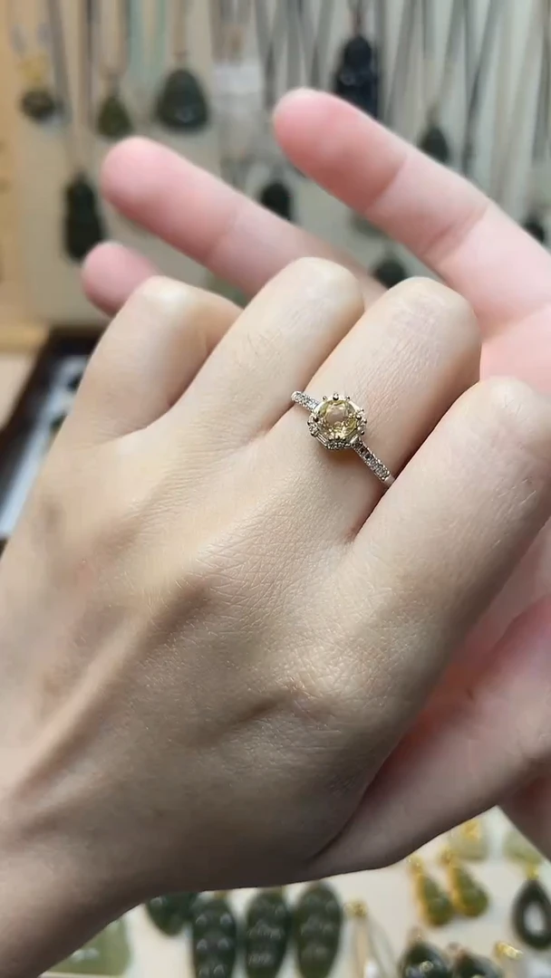银S925镶嵌戒指水晶黄水晶