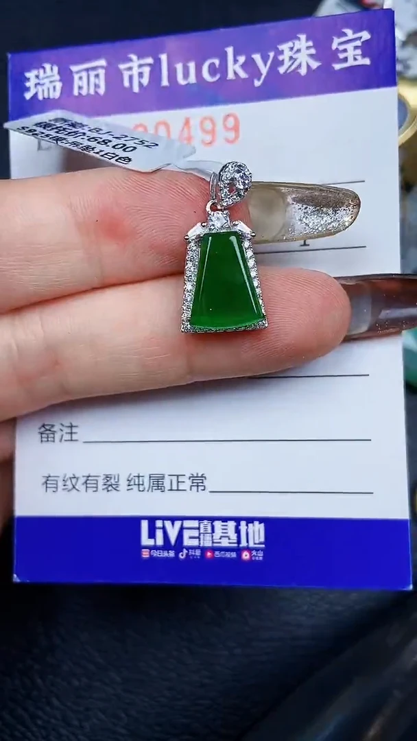 颈饰银S925镶嵌翡翠9499