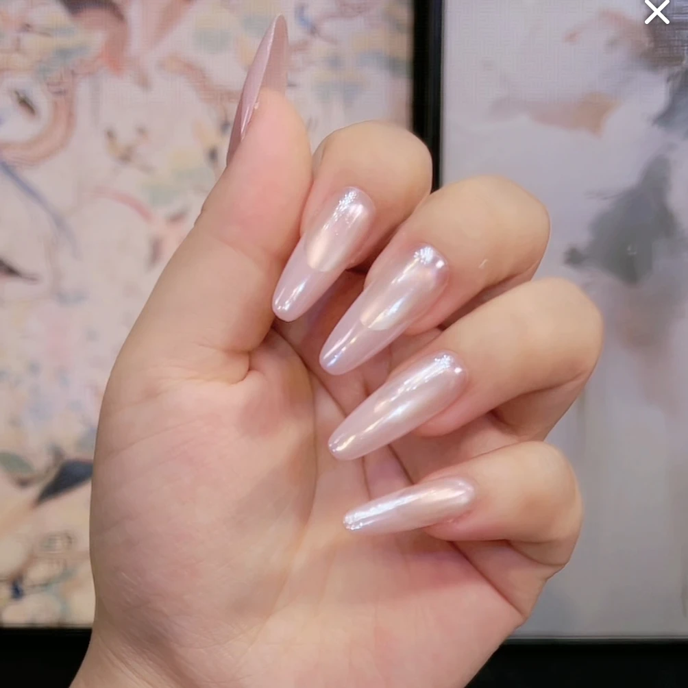 【蹭粉法式】2025裸色猫眼纯手工穿戴甲猫眼穿戴甲原创款美甲