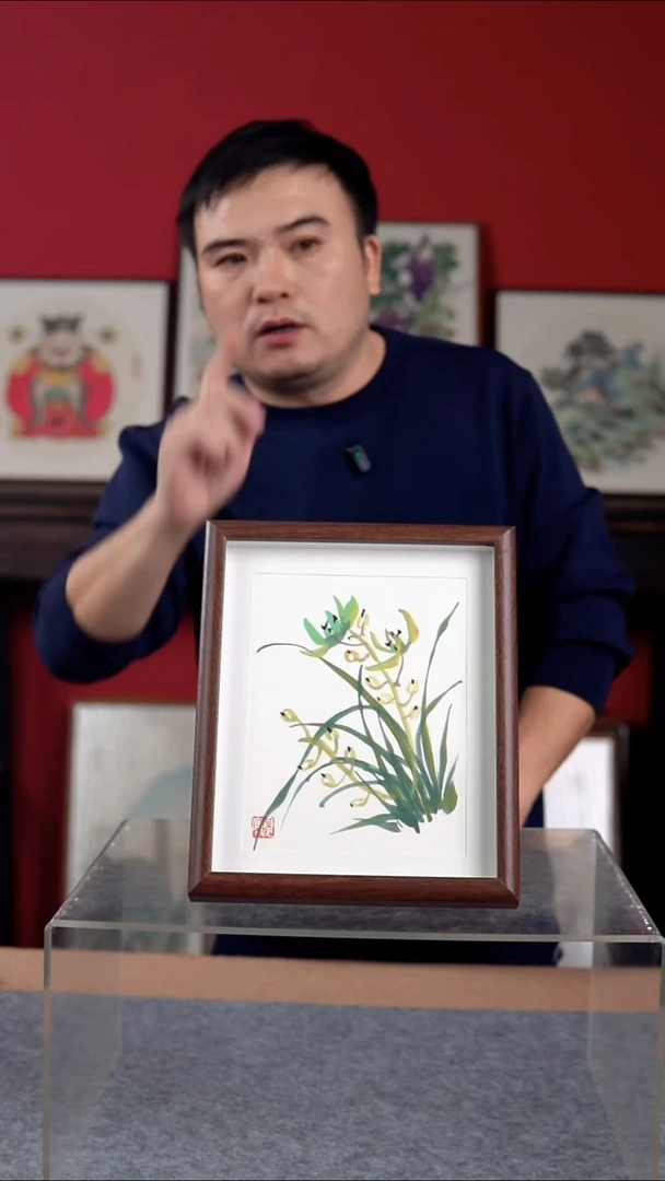 国画纯手写纯手绘-带框尺寸23*28摆台