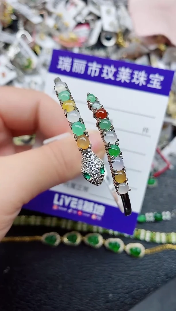 银S925镶嵌戒指翡翠1