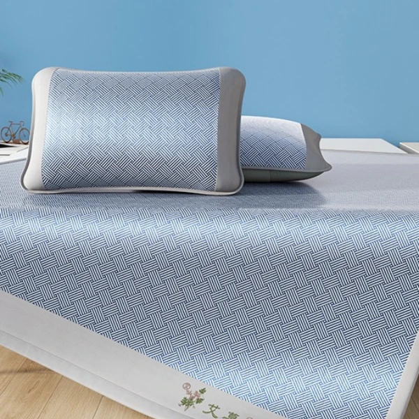 【2025新款】艾草凉感冰藤席软席子冰丝凉席三件套