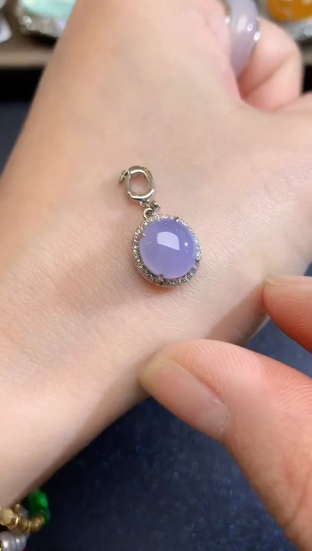 吊坠(不含链)18K金镶嵌翡翠A15 紫货有一定色差