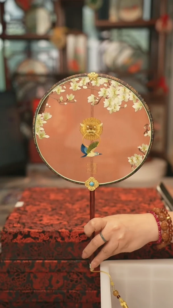 扇子团扇 绣花双面非遗