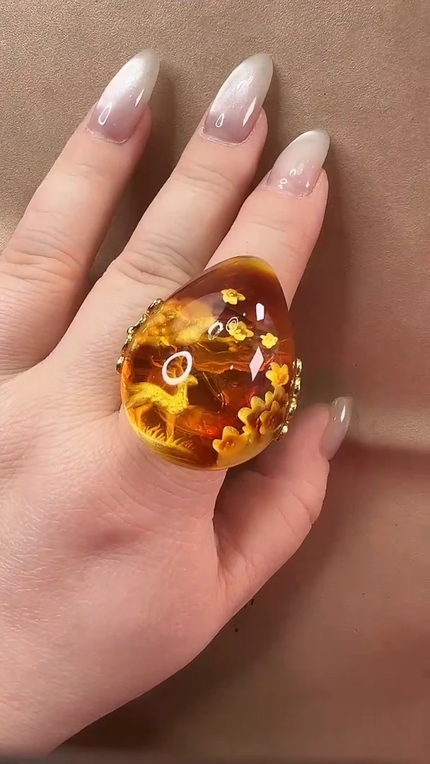 琥珀颈饰未镶嵌戒指