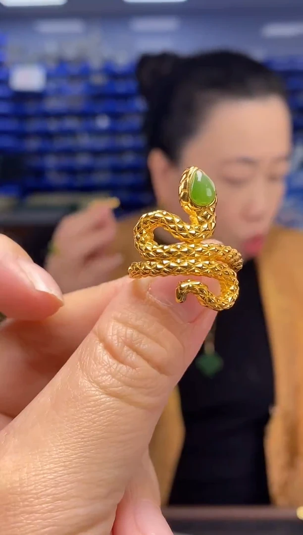 银S925镶嵌戒指和田玉JZ3839