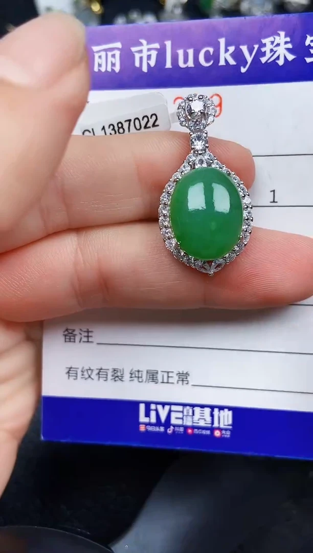 翡翠银S925镶嵌颈饰2229