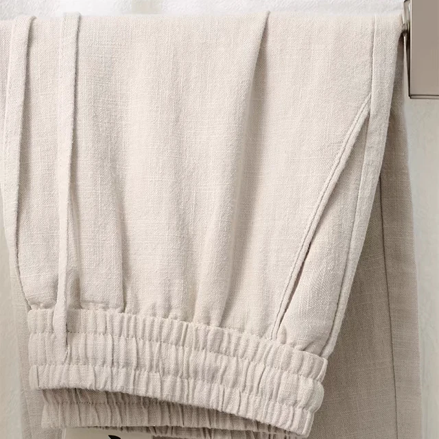 高端亚麻夏季新款男士休闲裤宽松裤子大码直筒裤舒适薄款百搭长裤