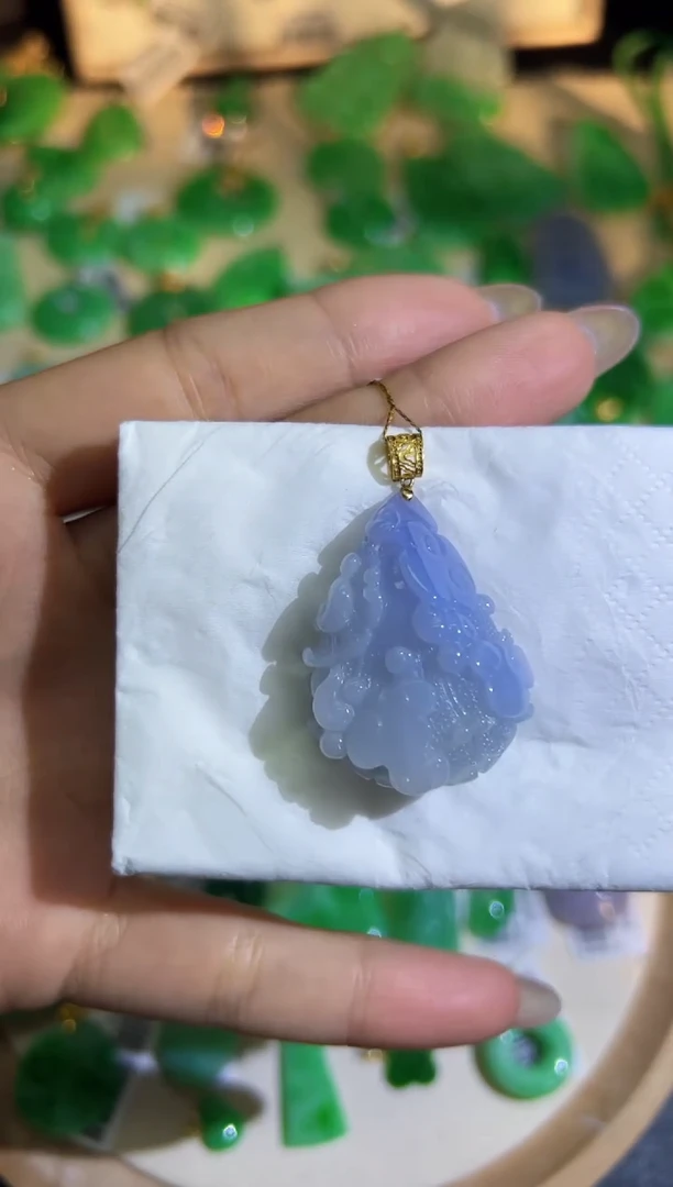 【闪购商品】翡翠颈饰18K金镶嵌Q缅料A货翡翠/支持复检/一件