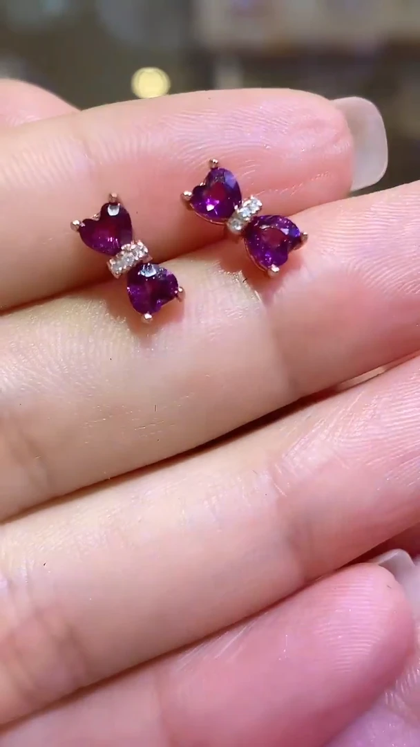 银S925镶嵌耳饰石榴石001ZB1026产品一个