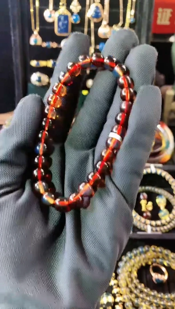 【闪购商品】琥珀珠宝奇石未镶嵌7MM精工老型红蓝手串