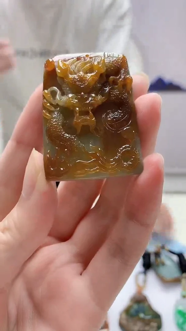 定制翡翠未镶嵌4898zm-毛货挂件116龙牌