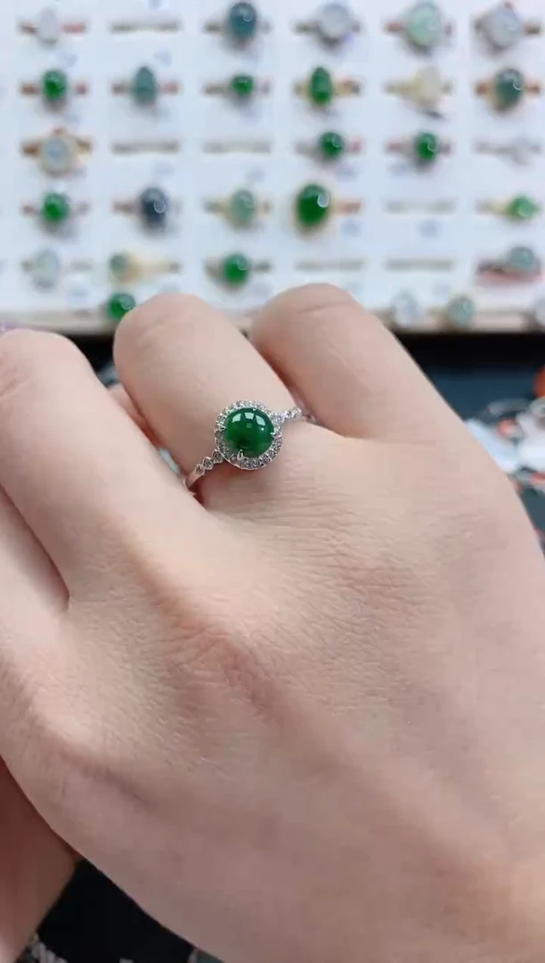 银S925镶嵌戒指翡翠天然翡翠