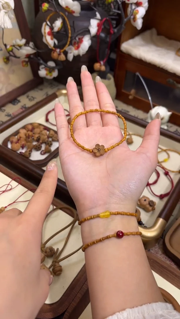 手串桃核【桃缘行】竹节「小花」桃木桃核辟、挡、驱、护 备注手围