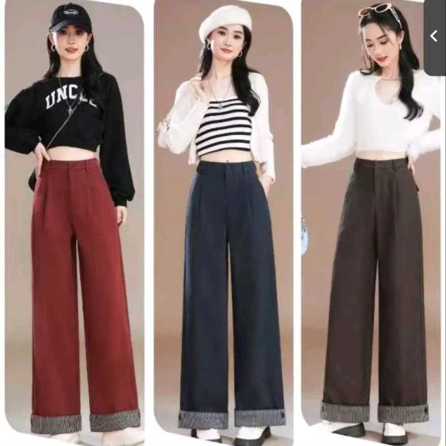 8872早春新款阔腿西装直筒裤显瘦休闲裤瘦垂感气质宽松百搭高腰