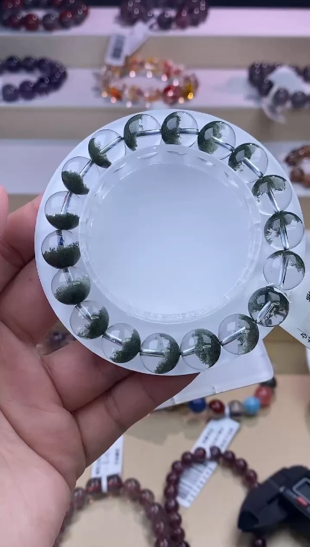 水晶手链未镶嵌聚宝盆绿幽灵11m+