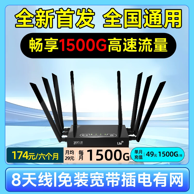 【工业级】千兆高速随身WiFi6 八天线信号穿墙王便携无线光纤路由器
