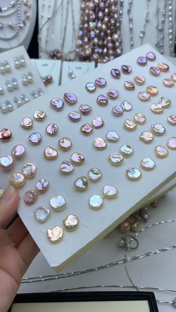 银S925镶嵌淡水珍珠耳饰多样性发其一