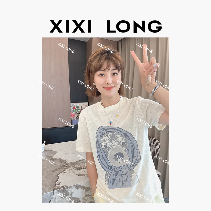 大喜 “洋气小狗”25夏季新款休闲时尚百搭新款女款短袖T恤  F056