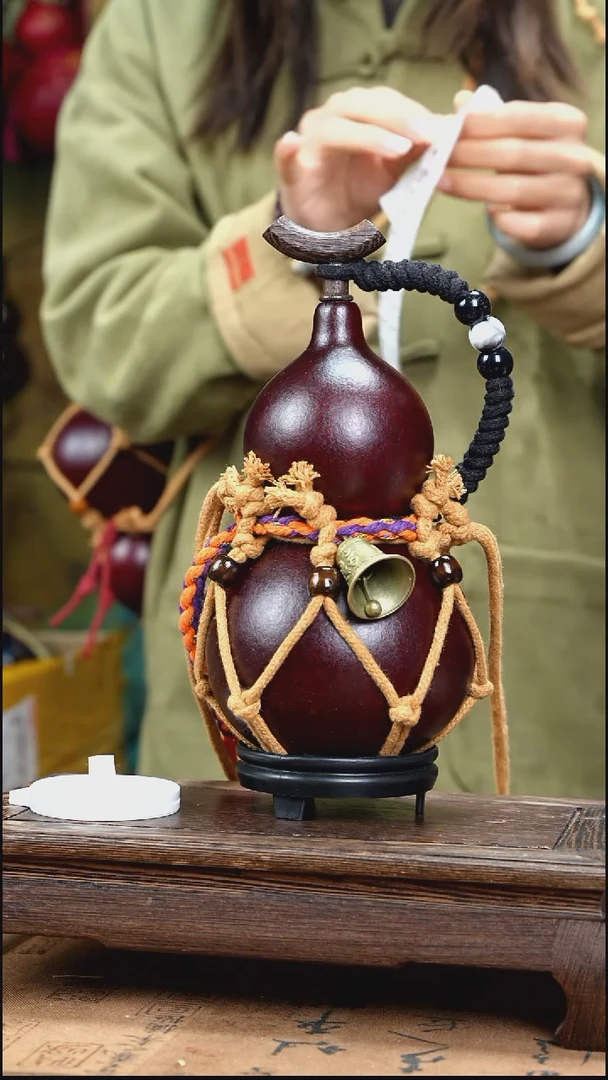 YH021复古网兜款天然酒葫芦（一物一拍）