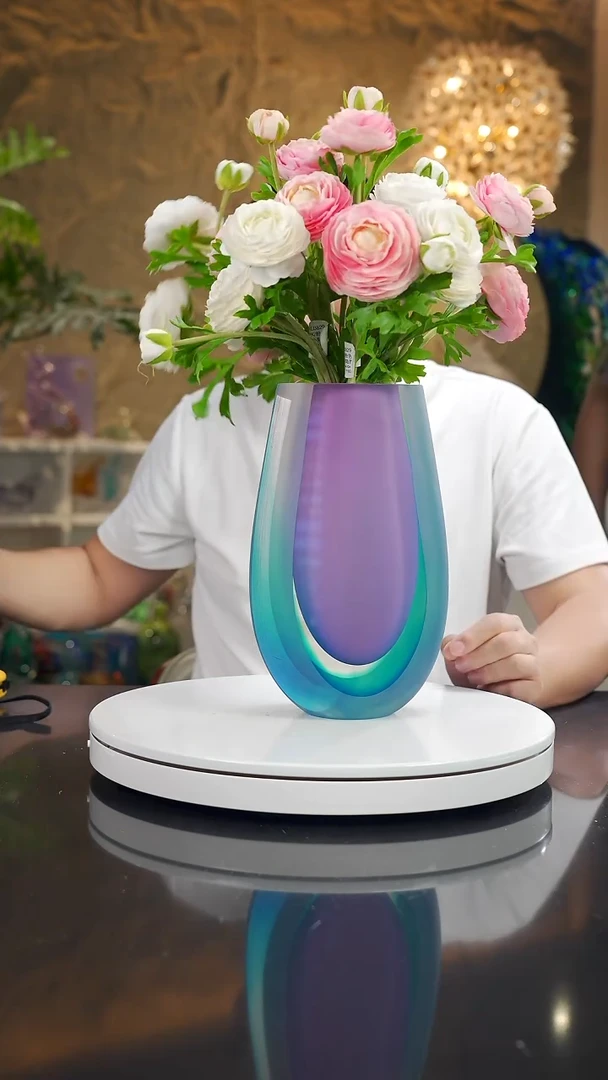 摆件设计款粉紫蓝花瓶大号