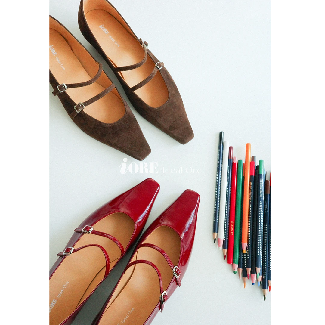 IORE理想矿石设计师原创新款法式俏皮鬼马低跟方头双带玛丽珍单鞋