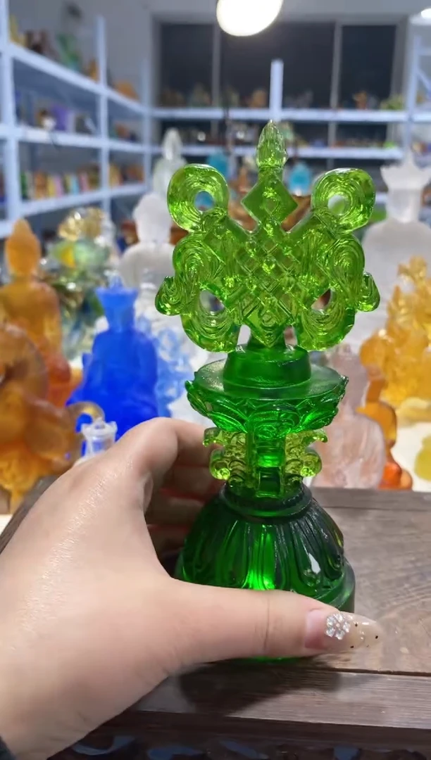 手工艺品琉璃871 绿色吉祥结 微瑕介意勿拍 不退不换 不带礼盒