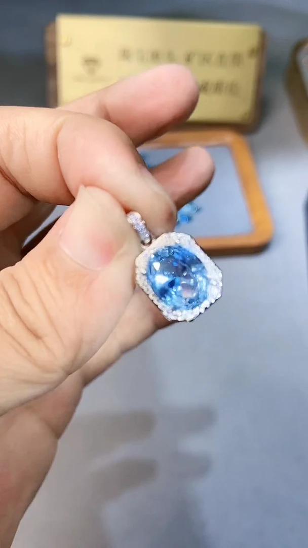 【闪购商品】海蓝宝石颈饰银S925镶嵌354