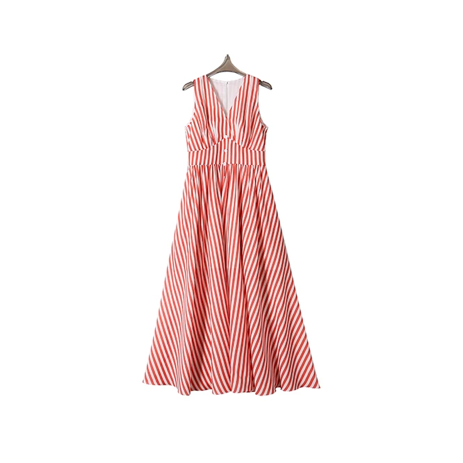 25S新款条纹连衣裙!原厂订单!显瘦气质时尚百搭女士夏季无袖