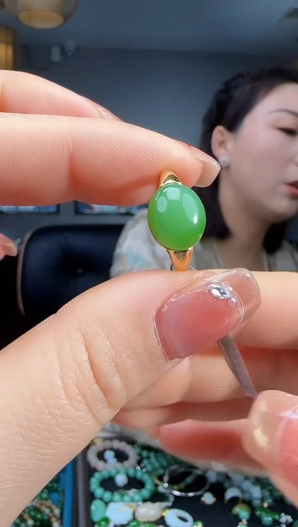 银S925镶嵌戒指和田玉1