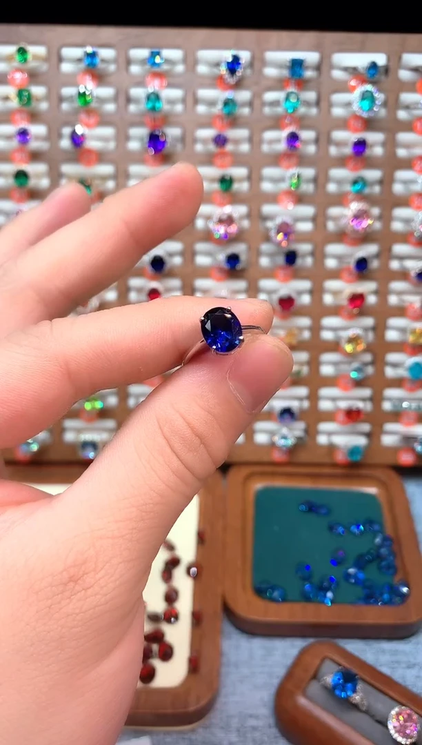 戒指蓝宝石银S925镶嵌......