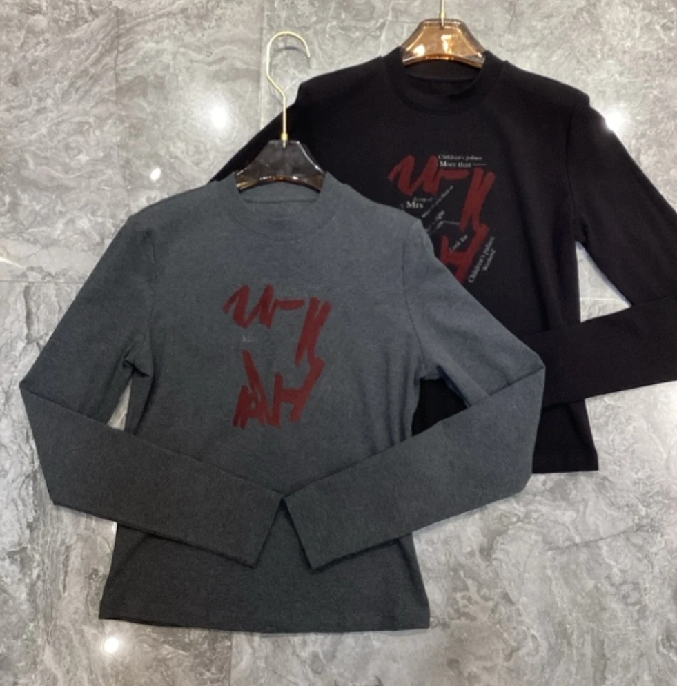 深圳南油原创2025新款红色字母印花长袖上衣91556