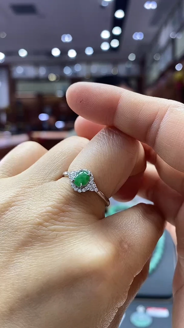 银S925镶嵌戒指翡翠戒指