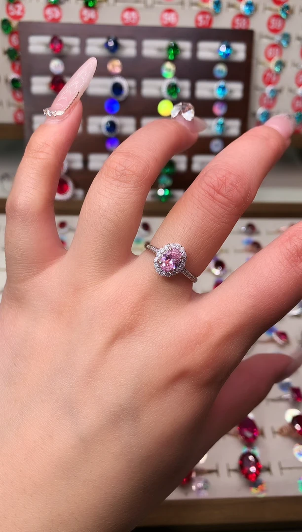 戒指蓝宝石银S925镶嵌5*7 银托