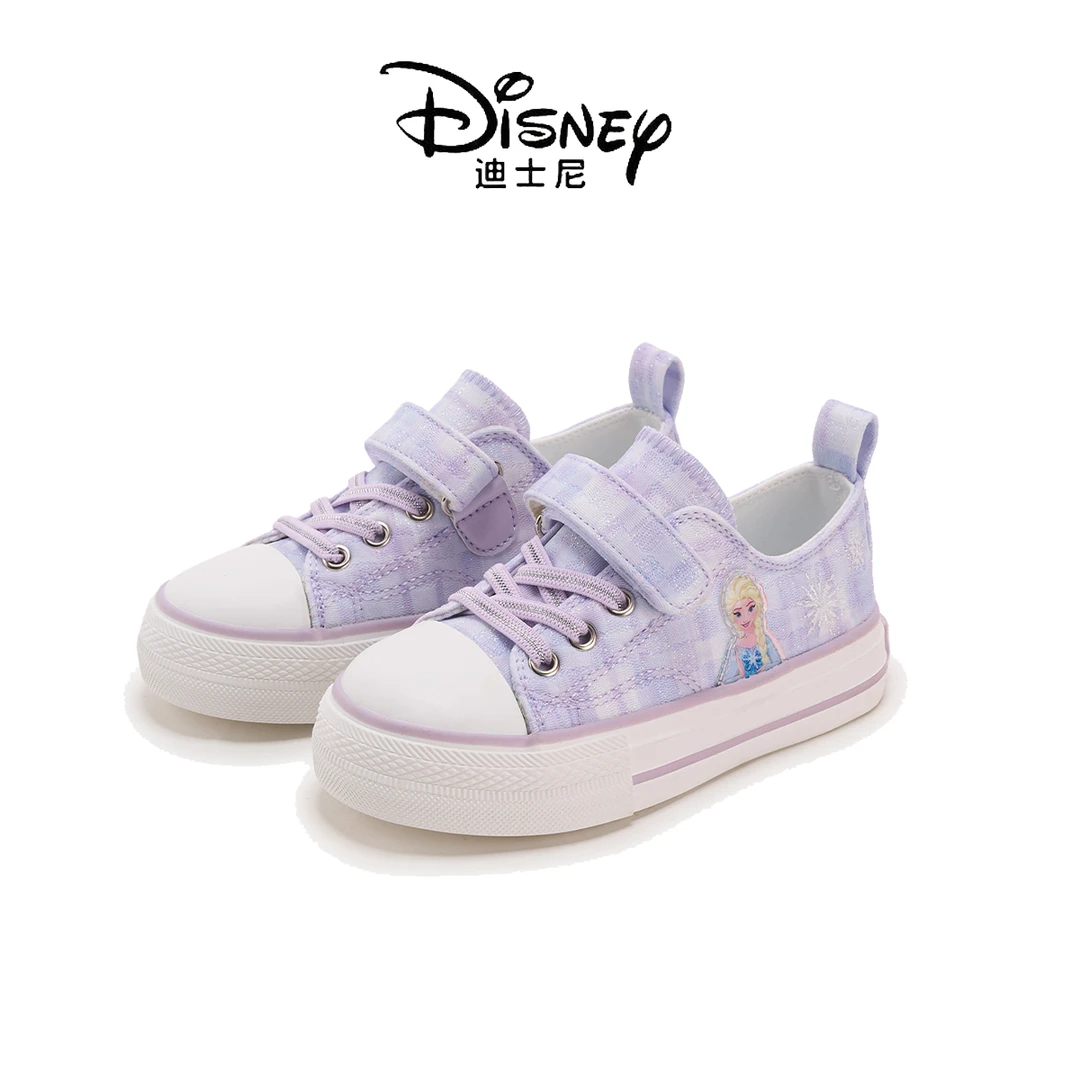 迪士尼童鞋2025春款女童中大童休闲时尚爱莎公主软底透气帆布鞋