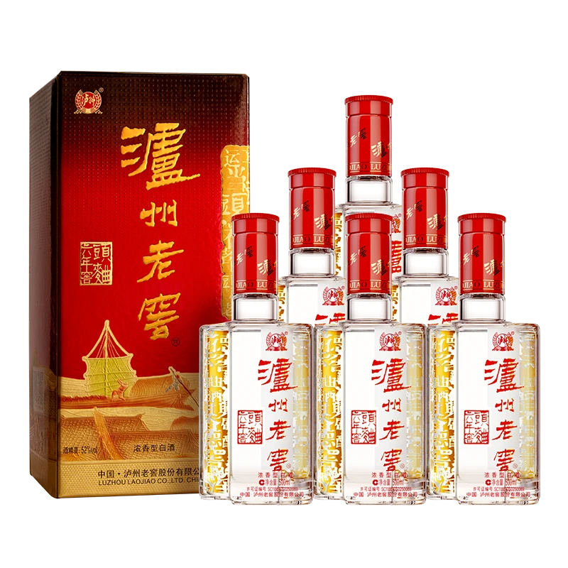 泸州老窖六年窖 头曲浓香型白酒纸盒 52度500ml*6