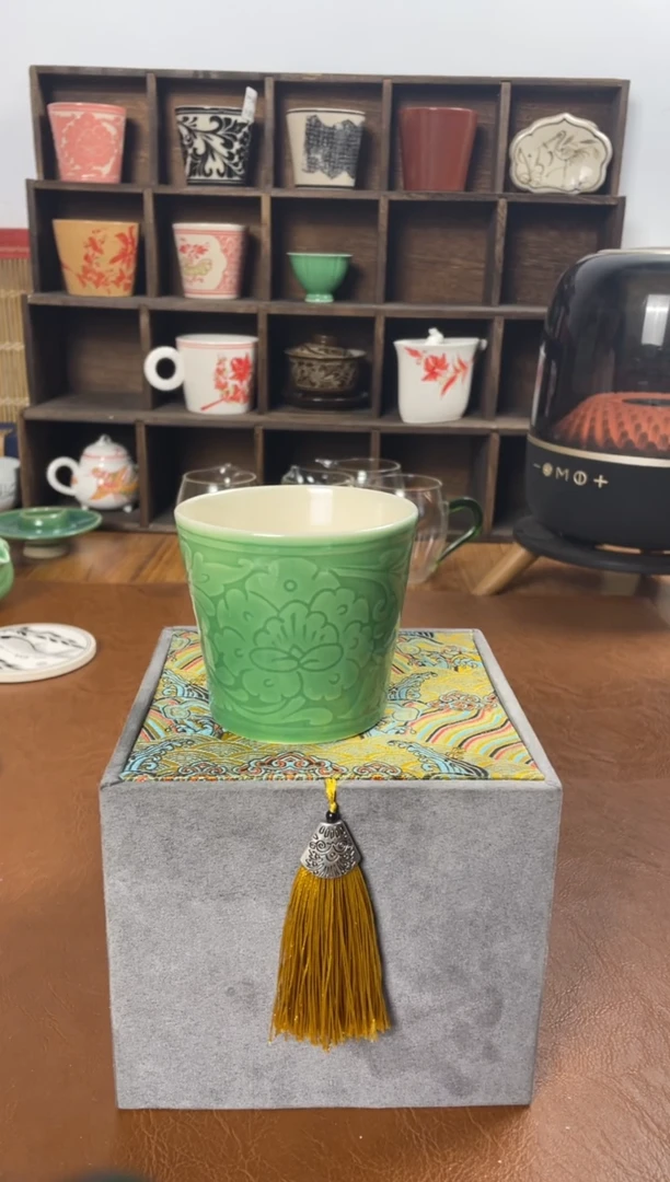 60号帝王绿马克杯手刻磁州压缸