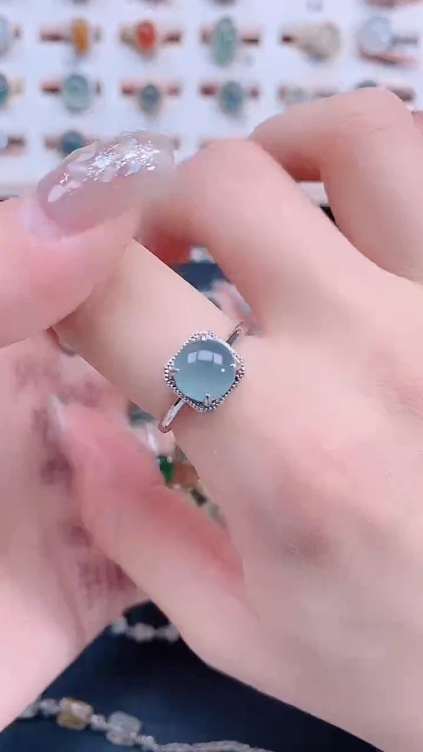 银S925镶嵌戒指翡翠天然翡翠