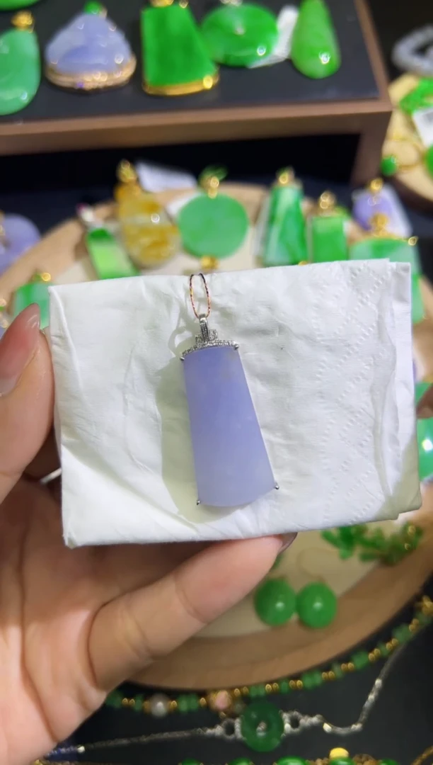 【闪购商品】翡翠颈饰18K金镶嵌Q缅料A货翡翠/支持复检/一件