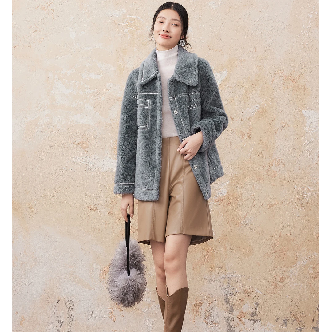 FINITY 大衣新款绒感小香风复古外套 F21X9C40G2