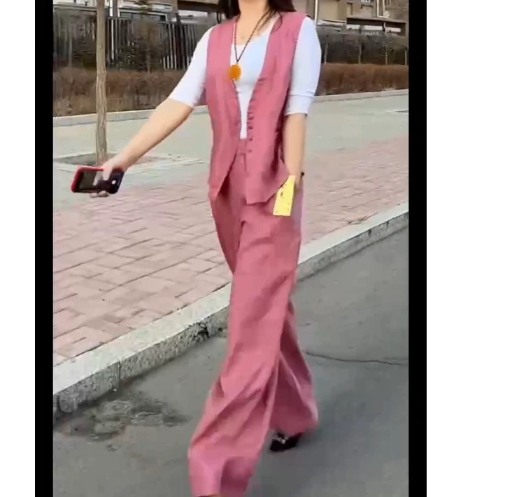 2025春季新款网红同款洋气气质韩版潮流马甲裤子两件套女cx