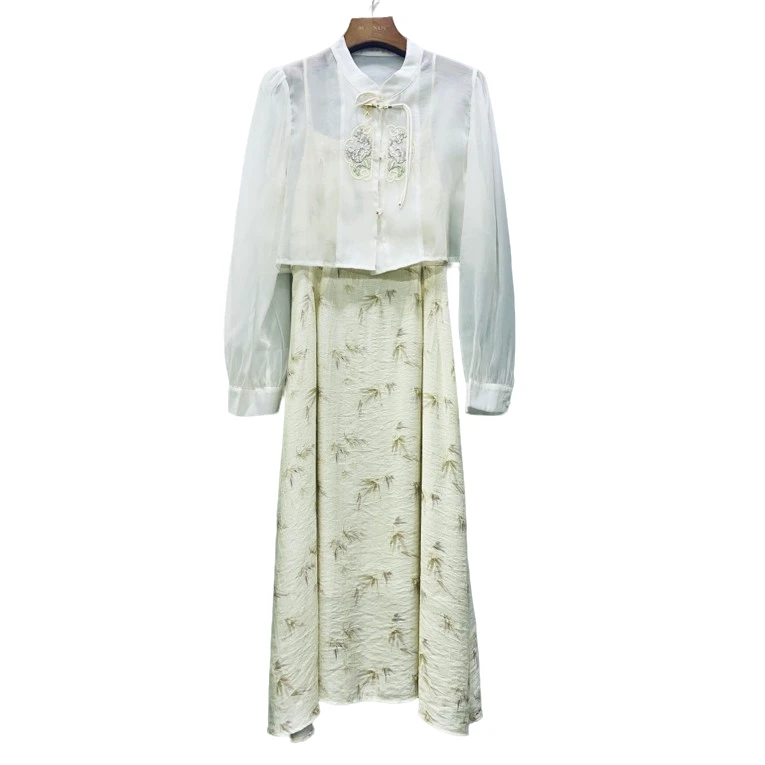 麦寻新款TZQCQ036新中式国风时尚碎花法式设计感刺绣小众套装