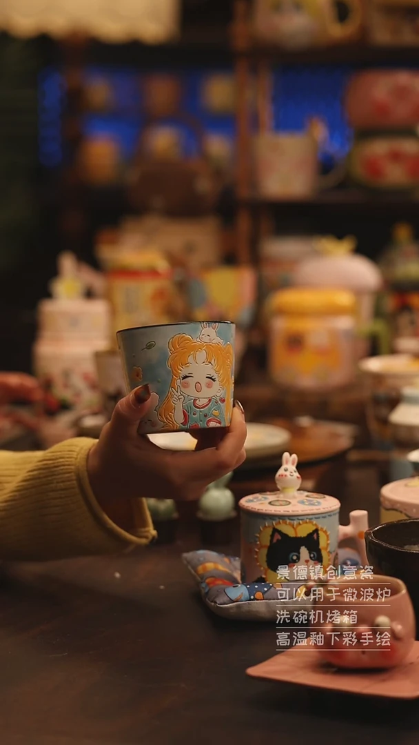 陶瓷景德镇可爱陶瓷釉下彩绘设计师款