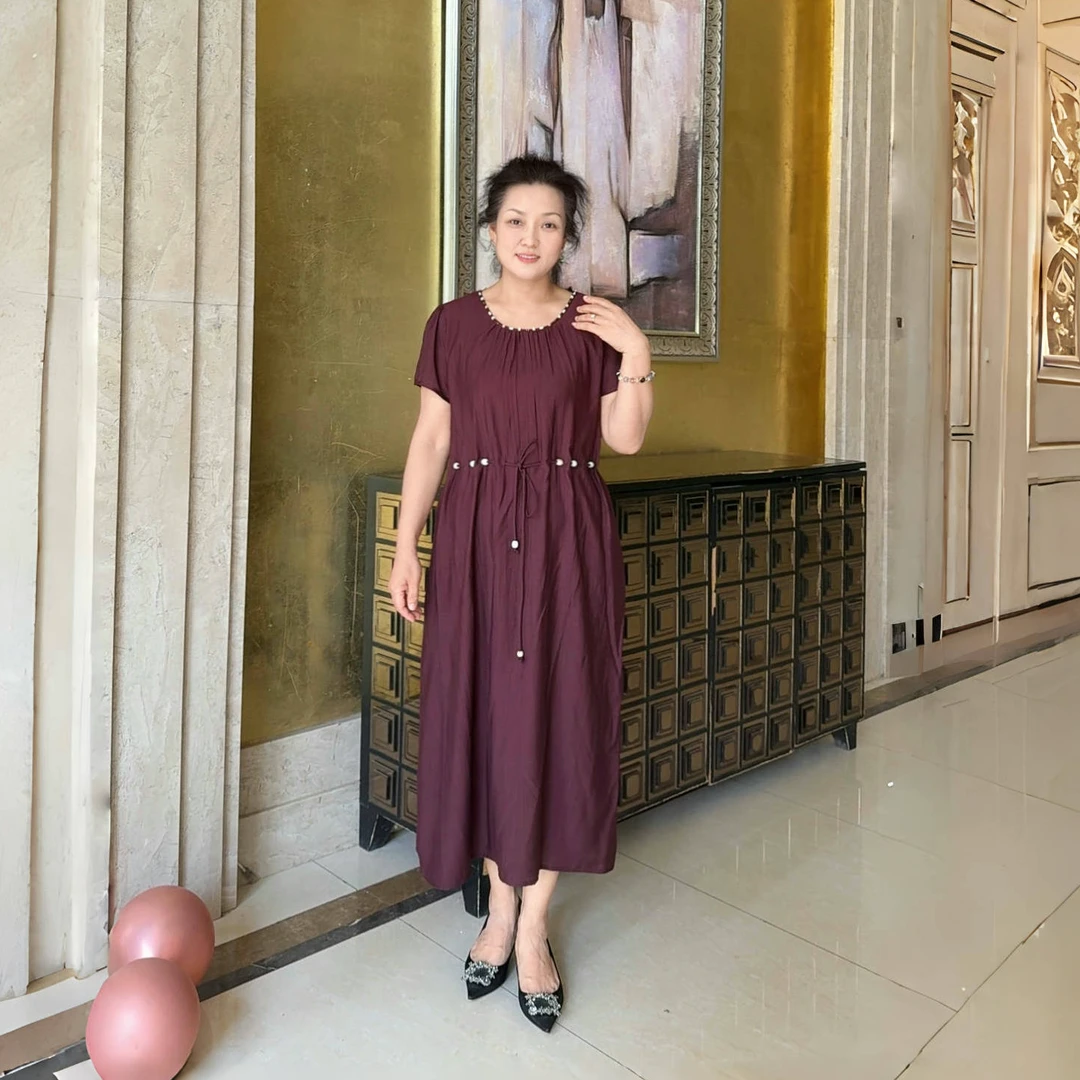 中年妈妈装夏季连衣裙2025新款洋气妈妈气质修身夏装夏天显瘦裙子