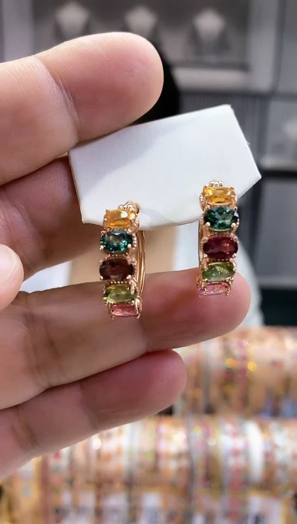 银S925镶嵌耳扣碧玺65435435434354