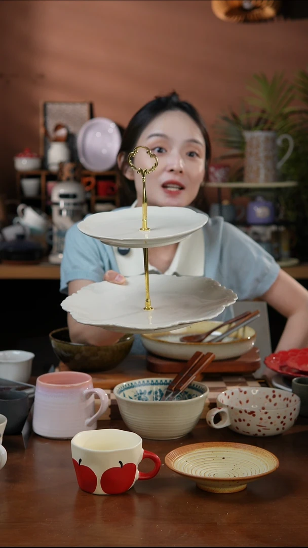 瓷片双层水果盘 微瑕 凑满20发货